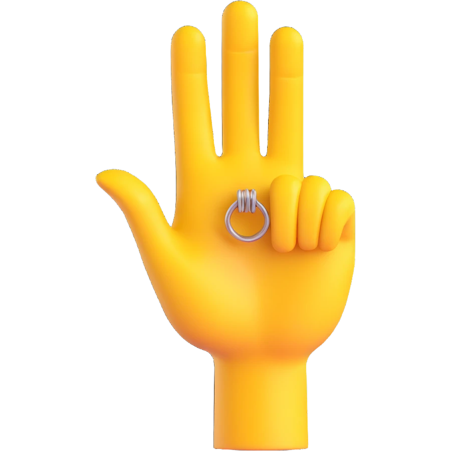 yellow hand making the 'OK' gesture with a ring on the index finger, 3D emoji style emoji