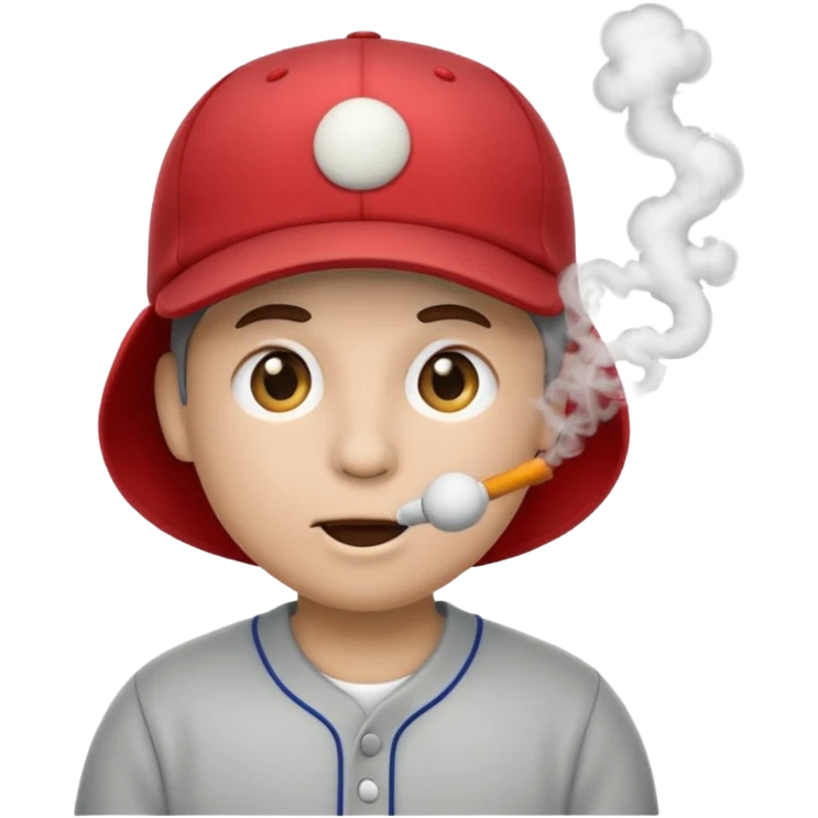 emoji with baseball cap, exhaling smoke emoji