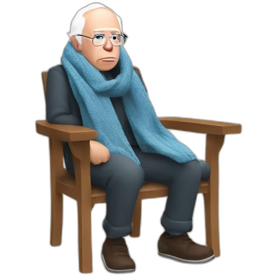 Bernie sanders sitting on chair having cold wearing a scarf emoji