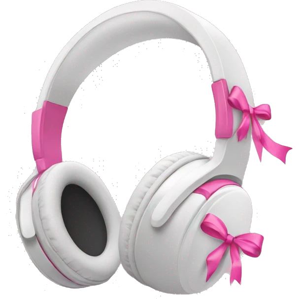 White headphones with pink ribbons emoji