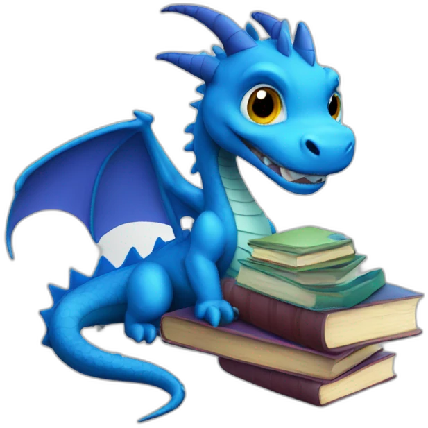 Blue Dragon with Books emoji