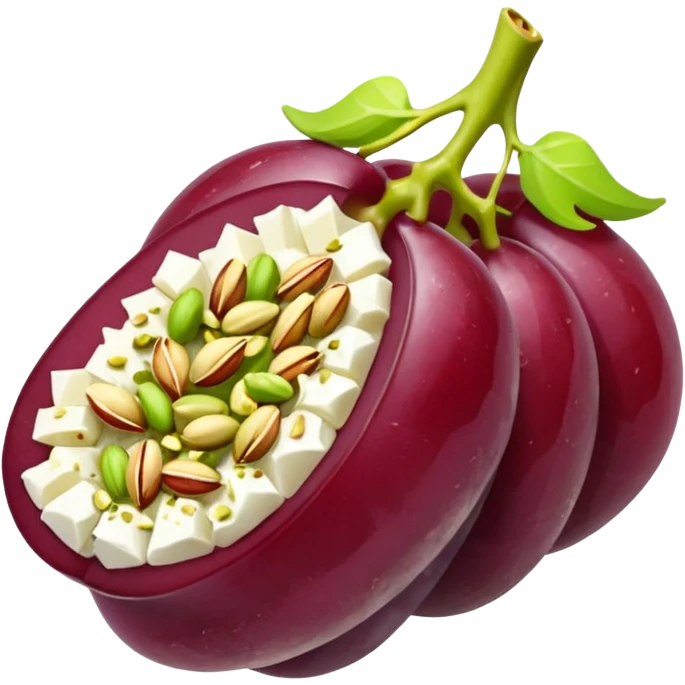 a red seedless grape covered in goat cheese rolled in pistachios drizzled with honey  emoji