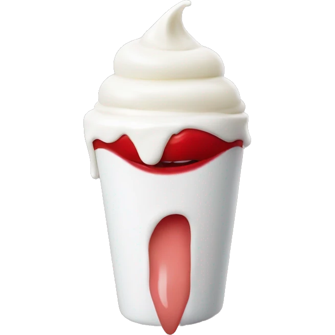 open red lips with yogurt emoji