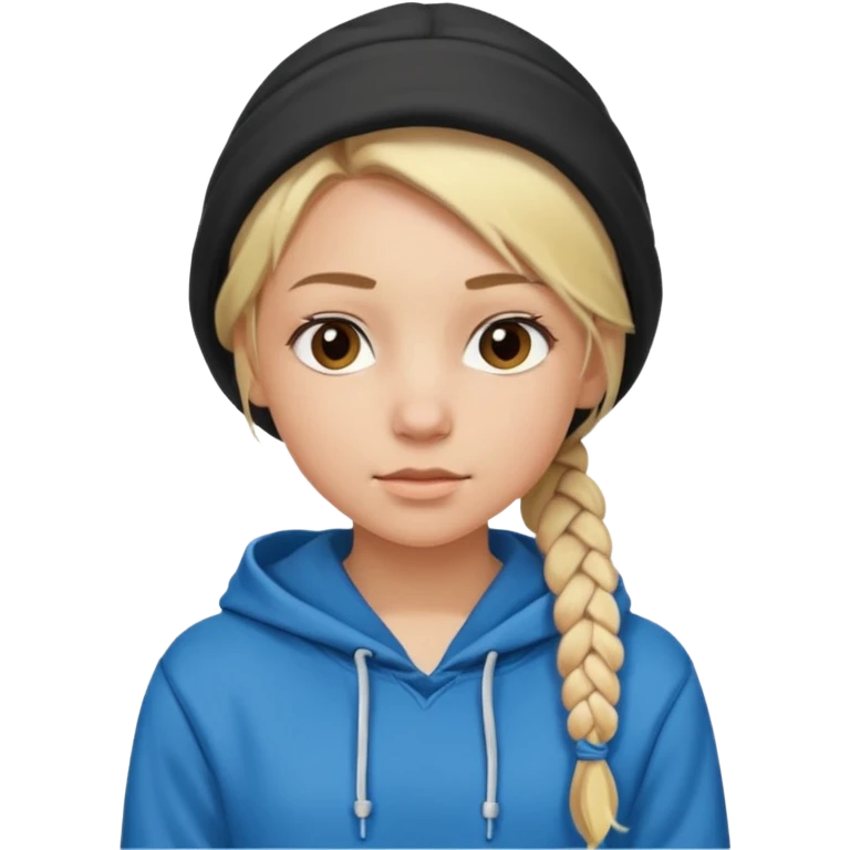 hoodie which cover her hair blonde girl with braided hair emoji