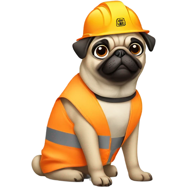 Pug in construction ppe emoji