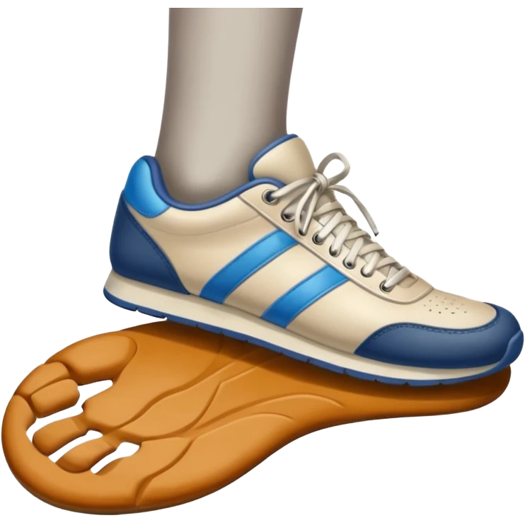  a foot wearing a sneaker pressing on the ground, leaving a visible shoe print beneath. Rounded, glossy, smooth, soft shadows, white background.


 emoji