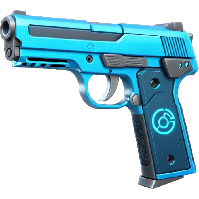 the image is the icon for a videogame  item. futuristic cyberpunk -ready to equip- it is master craftsmanship [ unequipped item ]
It is a magsec4 pistol with a mini-holo - neatly staged 3/4 profile view emoji