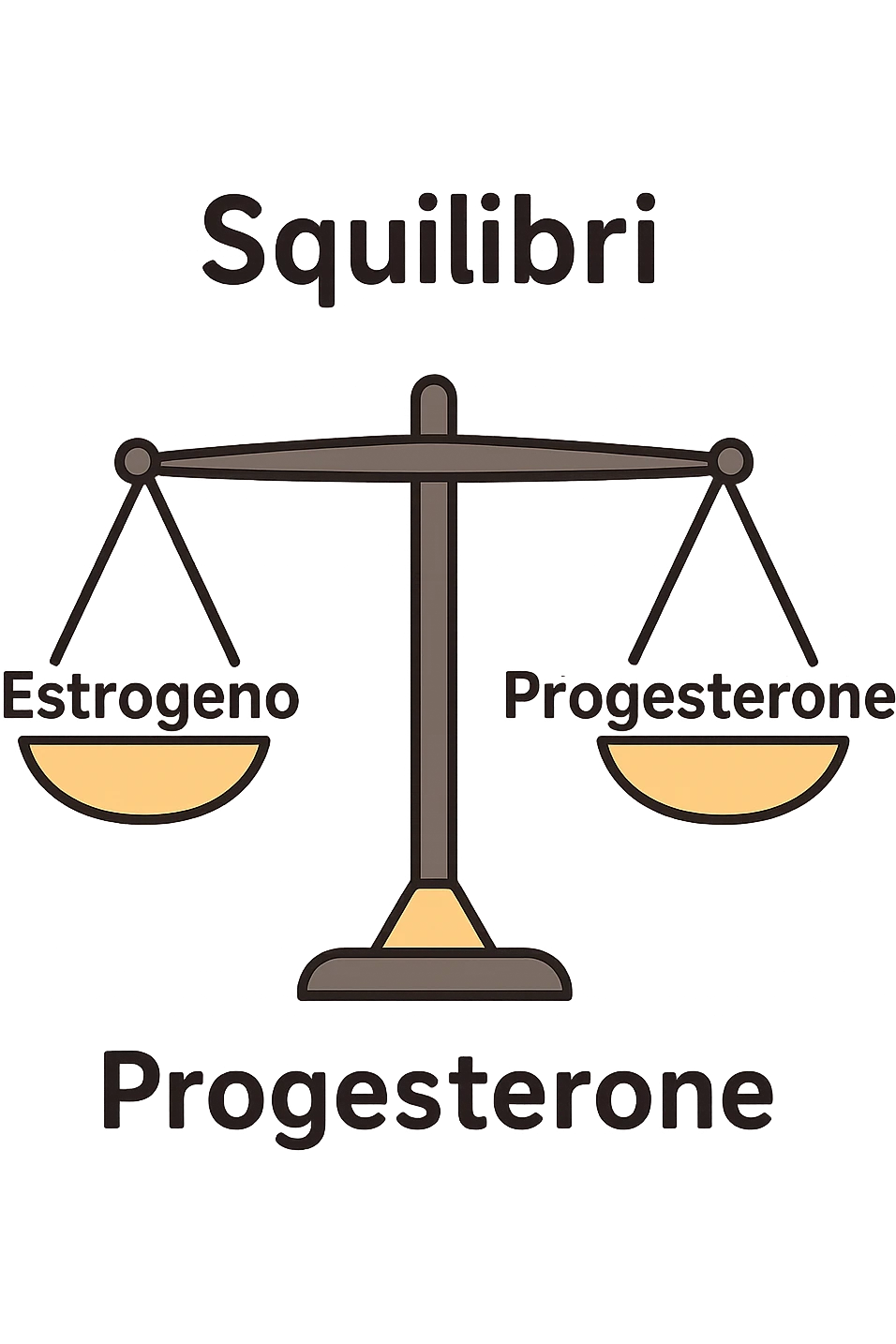 squilibri estrogeno progesterone in italiano senza sfondo con una bilancia emoji
