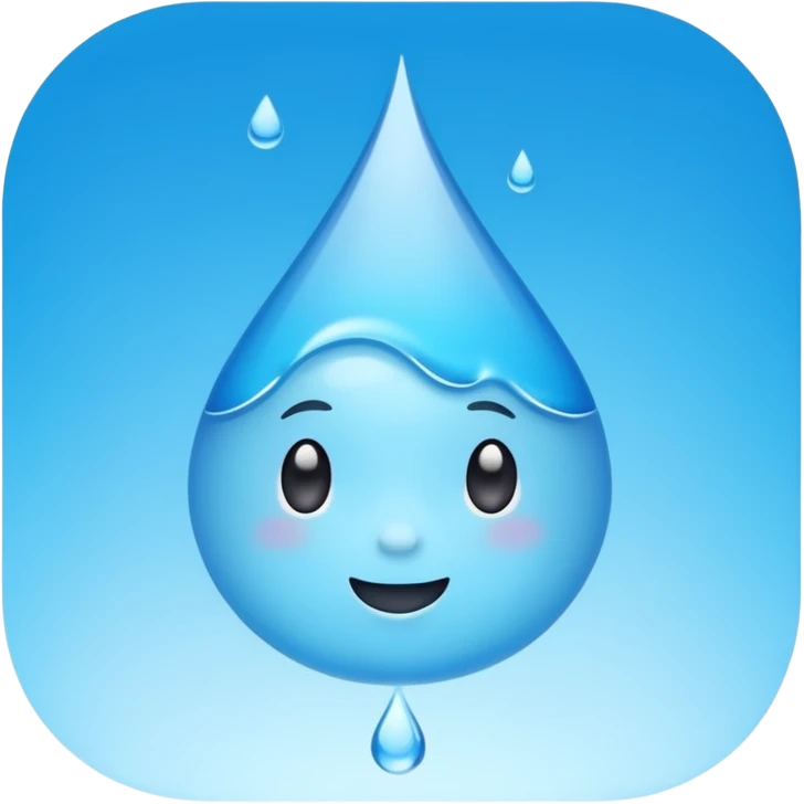 A single water droplet emoji, iPhone emoji style, glossy and smooth, cartoonish, vibrant sky blue color, high detail, simple and cute design, isolated on white background, centered composition


 emoji