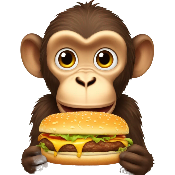 Monkey eating biggest beef burger  emoji