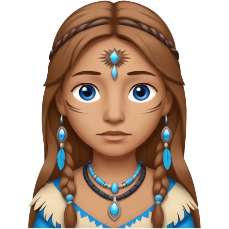 can you make a light native American emoji with light brown hair and blue eyes  emoji