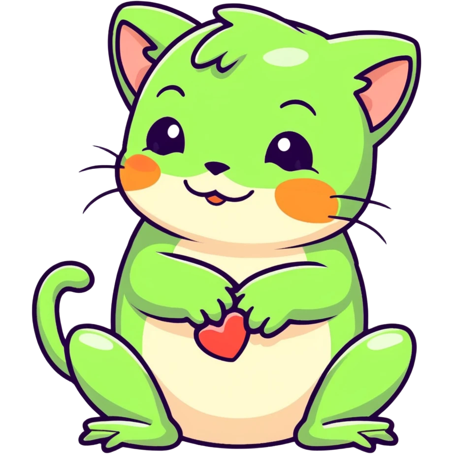 Baby frog kissing a cute kitten emoji