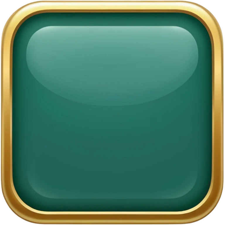 Blank dark Jade and gold edged rounded square icon button emoji