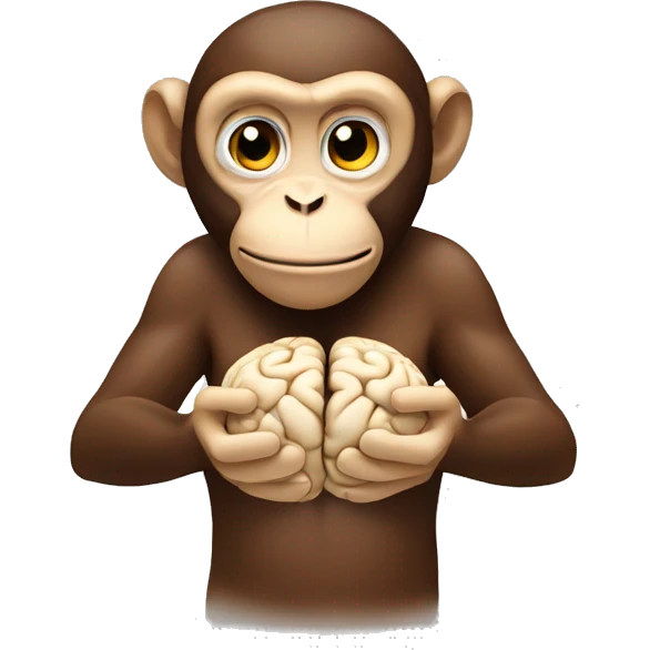 Monkey holding his brain in his hands emoji