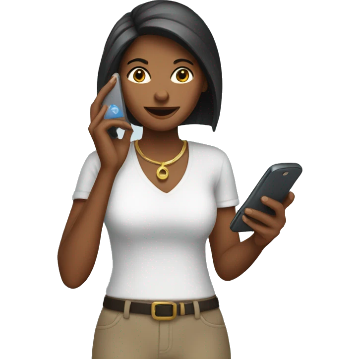 woman showing phone screen emoji