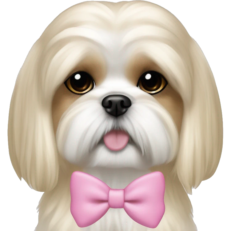 golden cream shih tzu white girl cute medium hair pink bow emoji