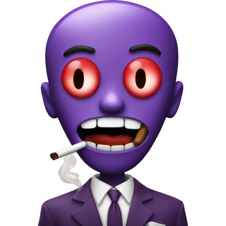 purple heart with red eyes smokes a cigarette emoji