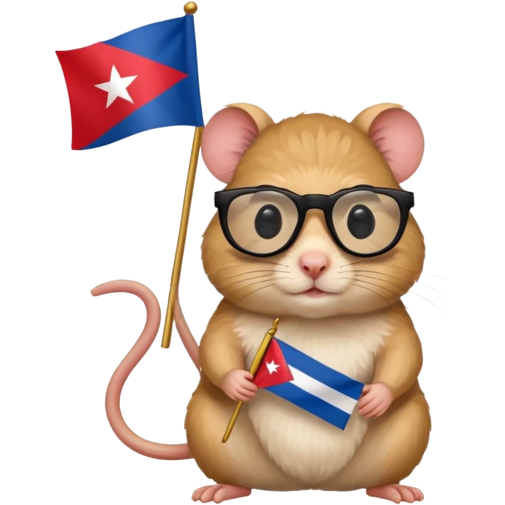 A gerbil holding a Cuban flag wearing black glasses  emoji