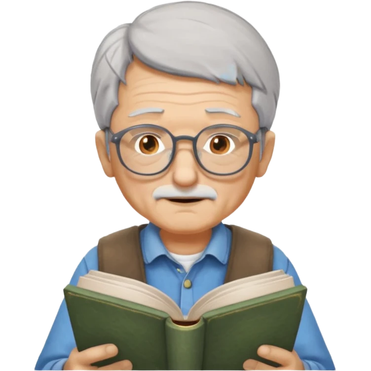 old man reading a book colored glasses emoji