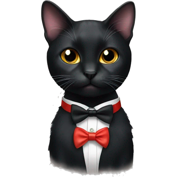 black cat wearing bow tie emoji