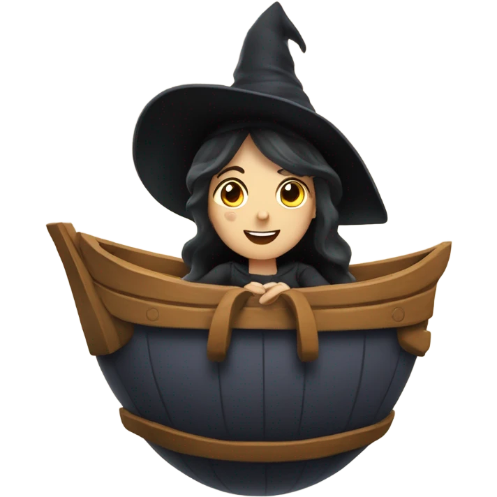 a witch inside a clasical an big ship emoji