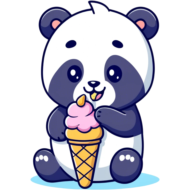Panda eating ice cream emoji