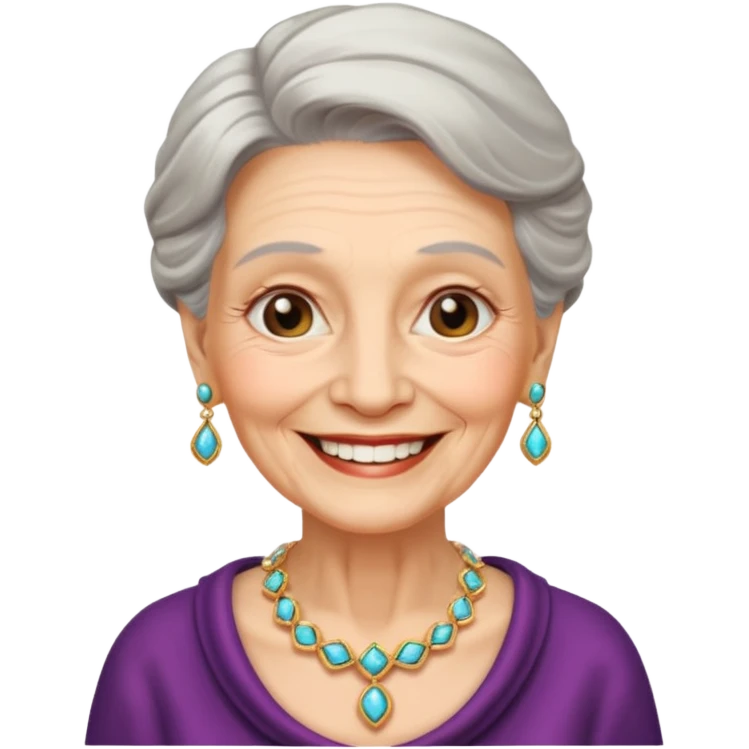 smiling old woman with jewelry emoji