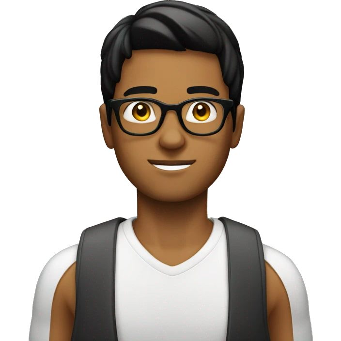 young man tanned whit black hair straight whit glasses circular  emoji