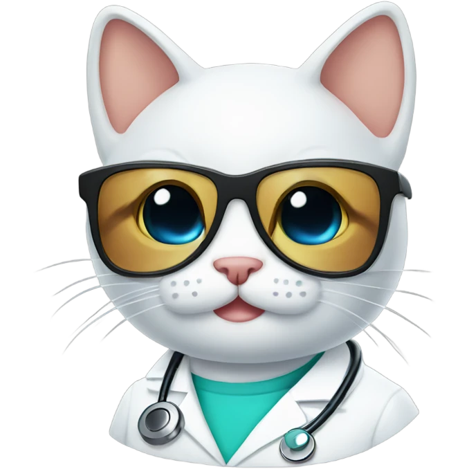 smiling doctor cat wearing black sunglasses emoji