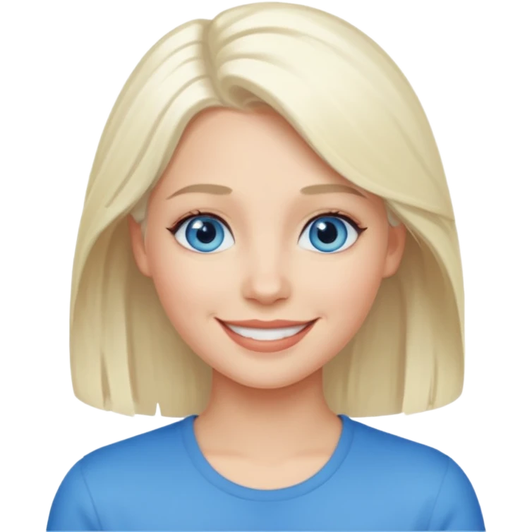 Emily Armstrong with platinum blonde hair, blue eyes emoji