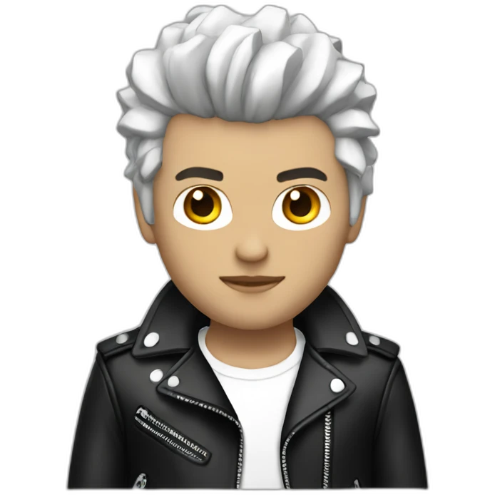 Punk male with white leather jacket with dark hair emoji