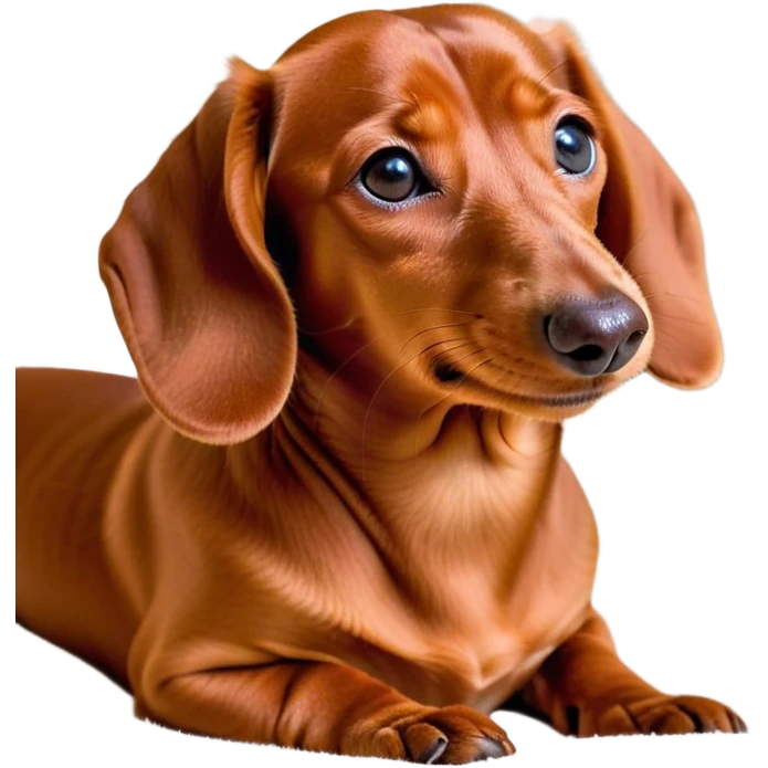 Cinematic Cute Yawning Red Dachshund Portrait Emoji, Head tilted slightly with a dramatic, wide-open yawn, showcasing a smooth red coat with a subtle luster, floppy ears slightly drooping, round brown eyes barely open in drowsy contentment, Simplified yet irresistibly adorable features, highly detailed, glowing with a soft, cozy glow, high shine, relaxed yet expressive, stylized with a touch of whimsy, bright and endearing, soft glowing outline, capturing the essence of a sleepy yet affectionate companion, so drowsy it feels like it could stretch right out of the screen and curl up for a nap! emoji