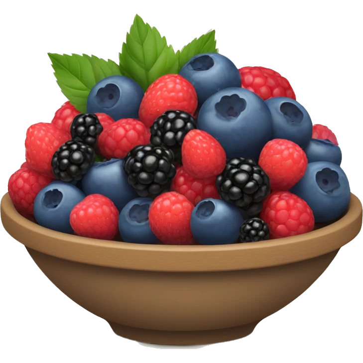 bowl full of blueberries, blackberries, strawberries and raspberries. emoji