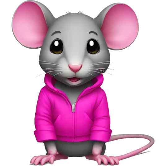 Rat wearing hot pink heals emoji