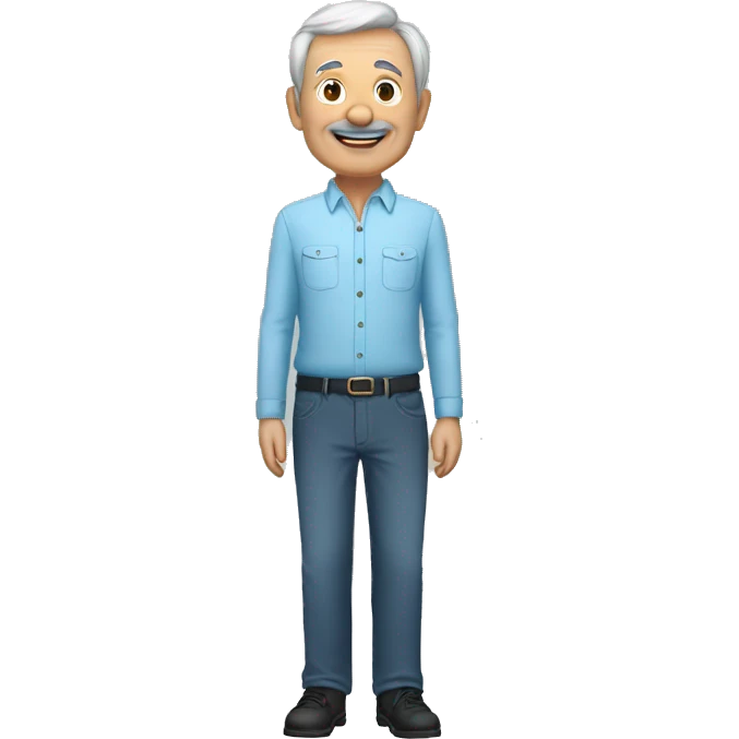 Full body : male, 70 years old. -167cm, 65kg, sky blue, black bottom" emoji