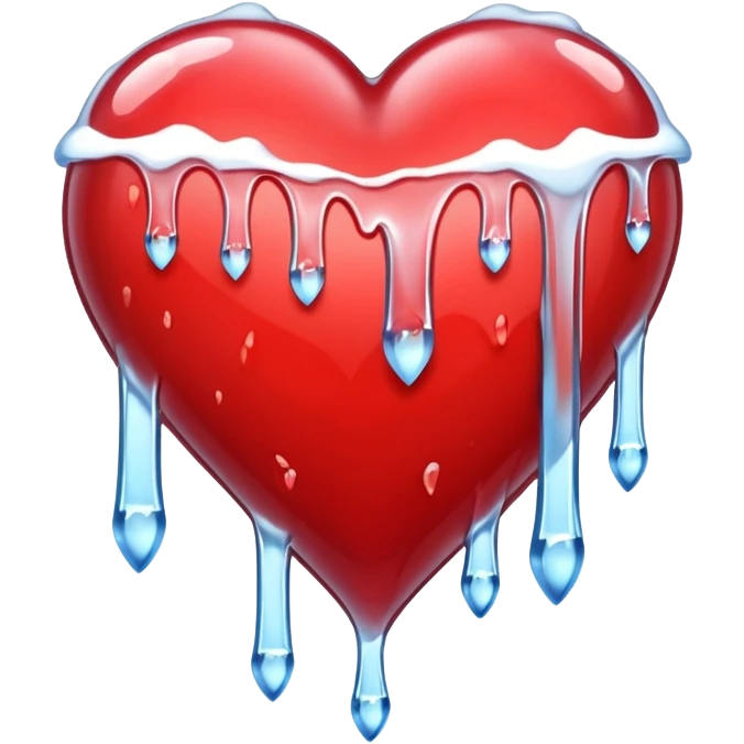 cold heart , red heart with icicles dripping on the bottom emoji