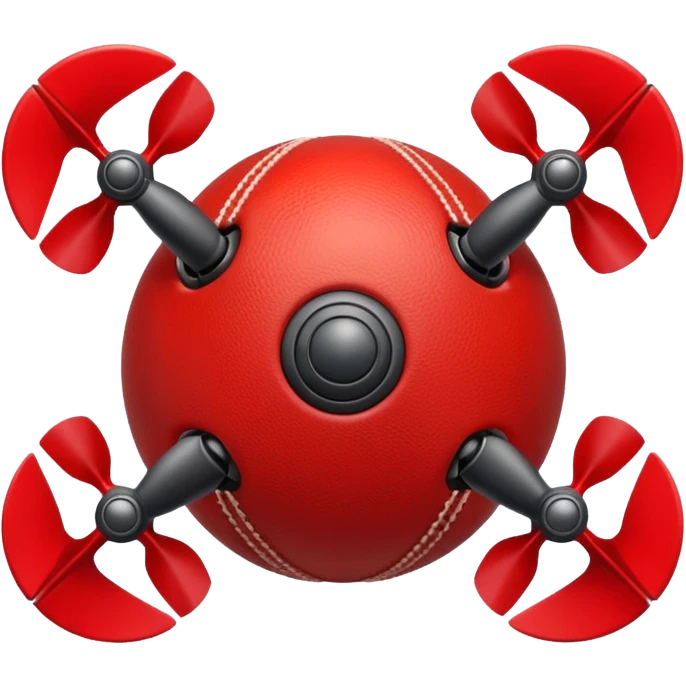 cricket ball with drone propellers attached to it, spinning emoji