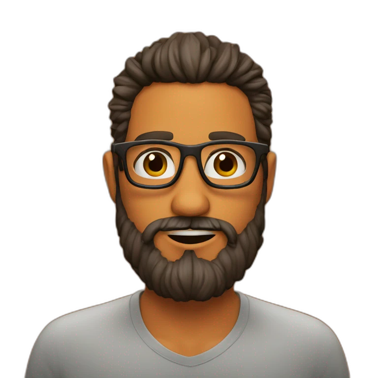 hombre de lentes naranjas cabello rizado y barba emoji