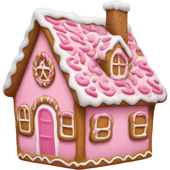 A pink gingerbread house emoji