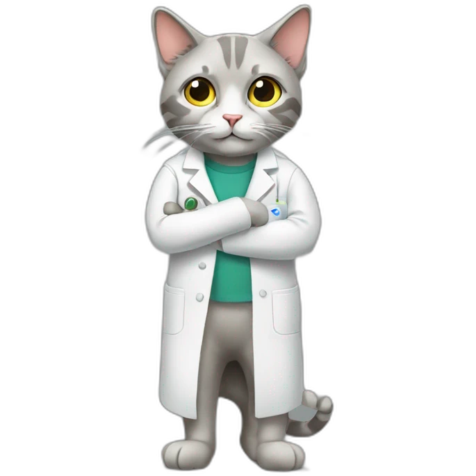 Full-length scientist cat emoji