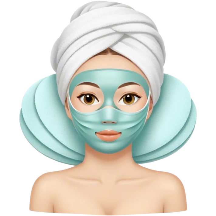 Lady with face mask spa beauty full face relaxing emoji
