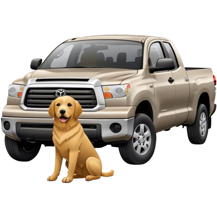 Gray 2008 Toyota tundra with golden retriever in front  emoji