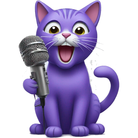 purple cat singing in microphone emoji