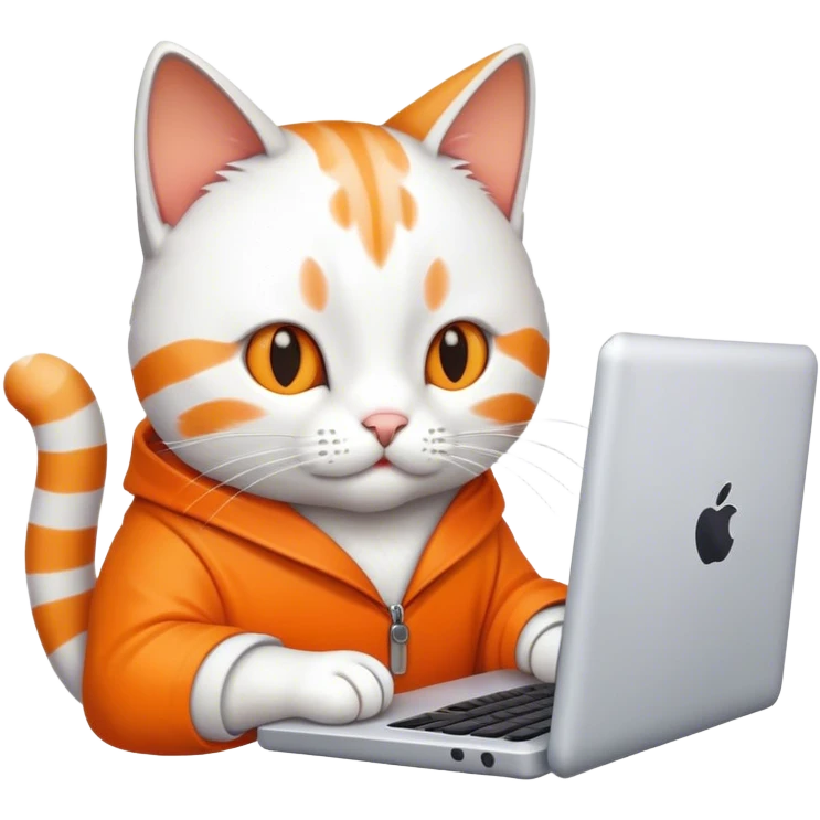 The cat is playing on the computer emoji