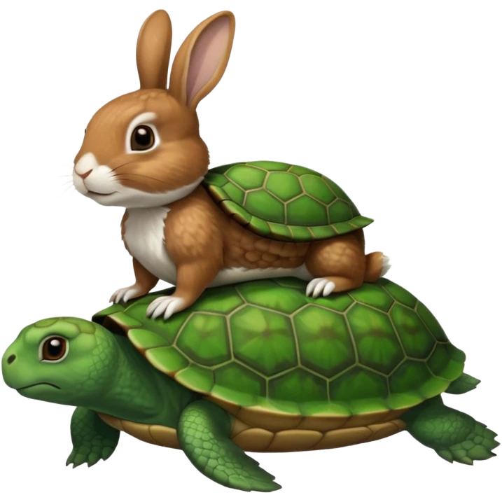 Turtle being ridden by a rabbit emoji