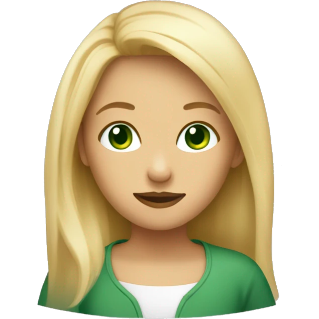 Une fille blonde aux yeux verts emoji
