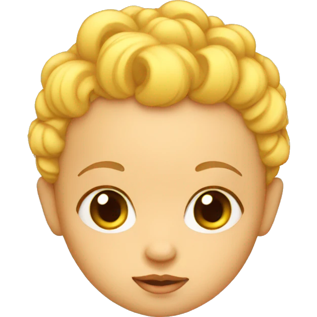 yellow baby, no hair, curl on top of head emoji
