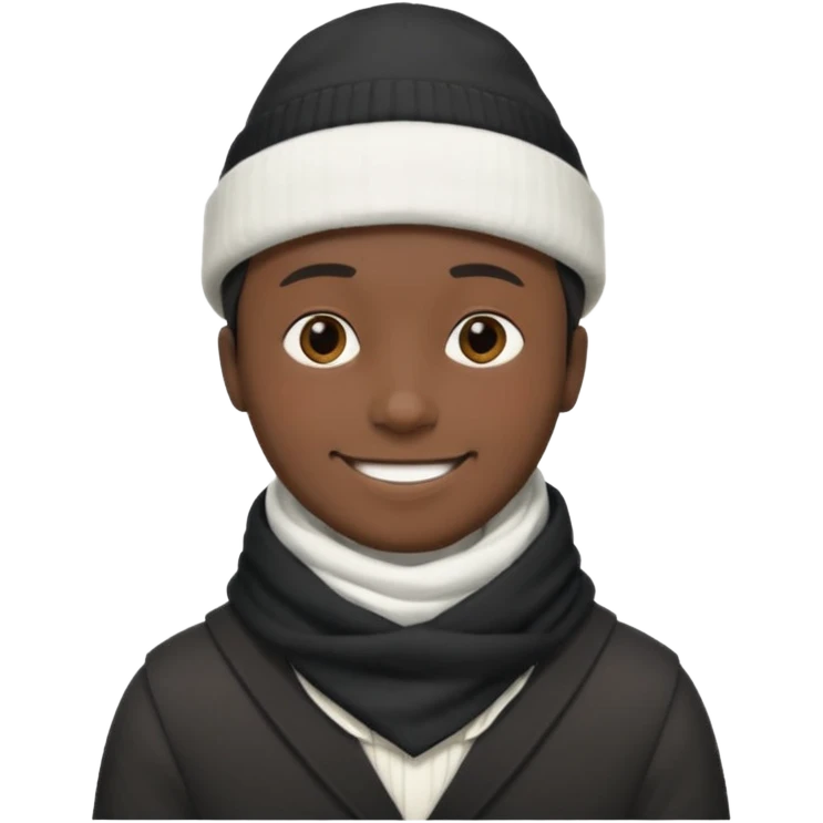 A guy with a triangle body with no arms and legs then his head is a perfect circle and his head is also black then give him a hat that doesn’t go behind his head, and last but not least give him a white scarf, NO BLACK THE COLOR FOR HIS HEAD emoji
