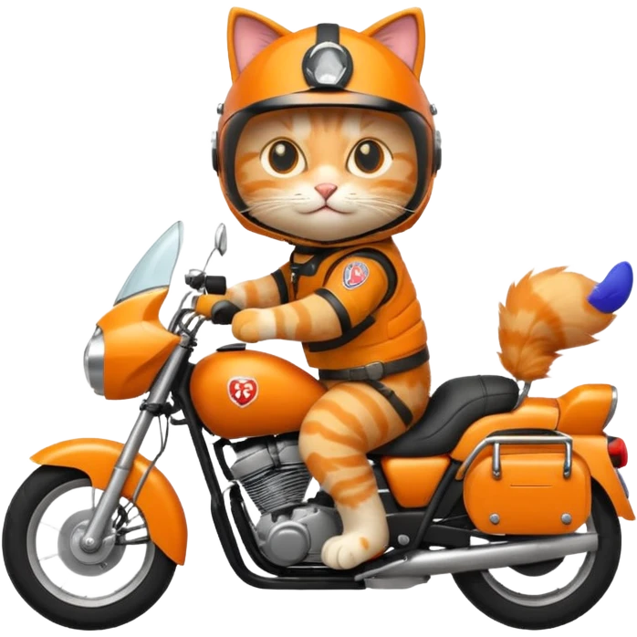 the cat is driving a motorbike emoji