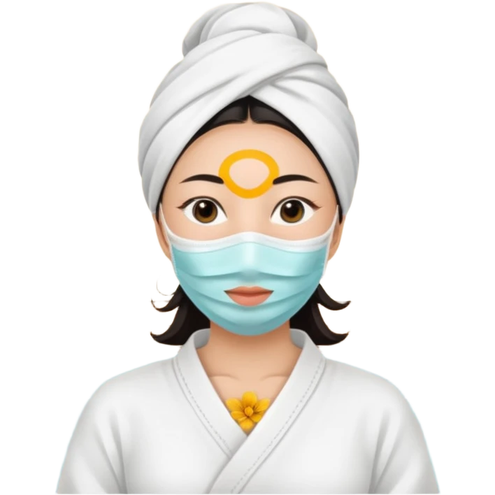Lady with face mask spa beauty full face relaxing emoji